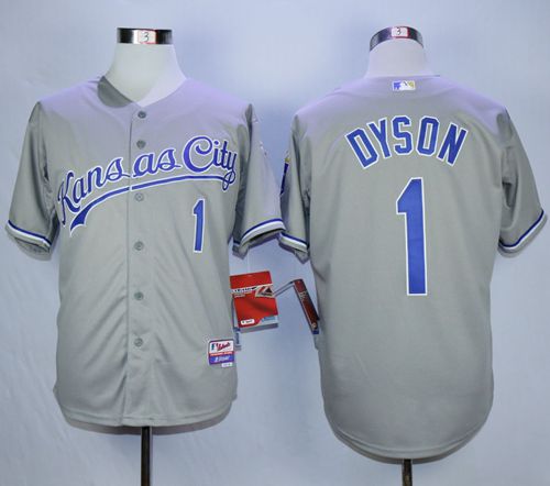 Royals #1 Jarrod Dyson Grey Cool Base Stitched MLB Jersey - Click Image to Close